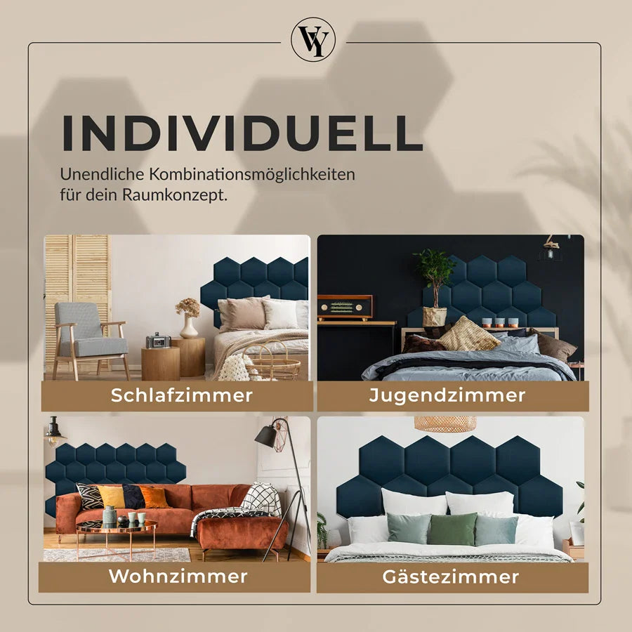 Wandkissen Hexagon | Marineblau T30 Velours