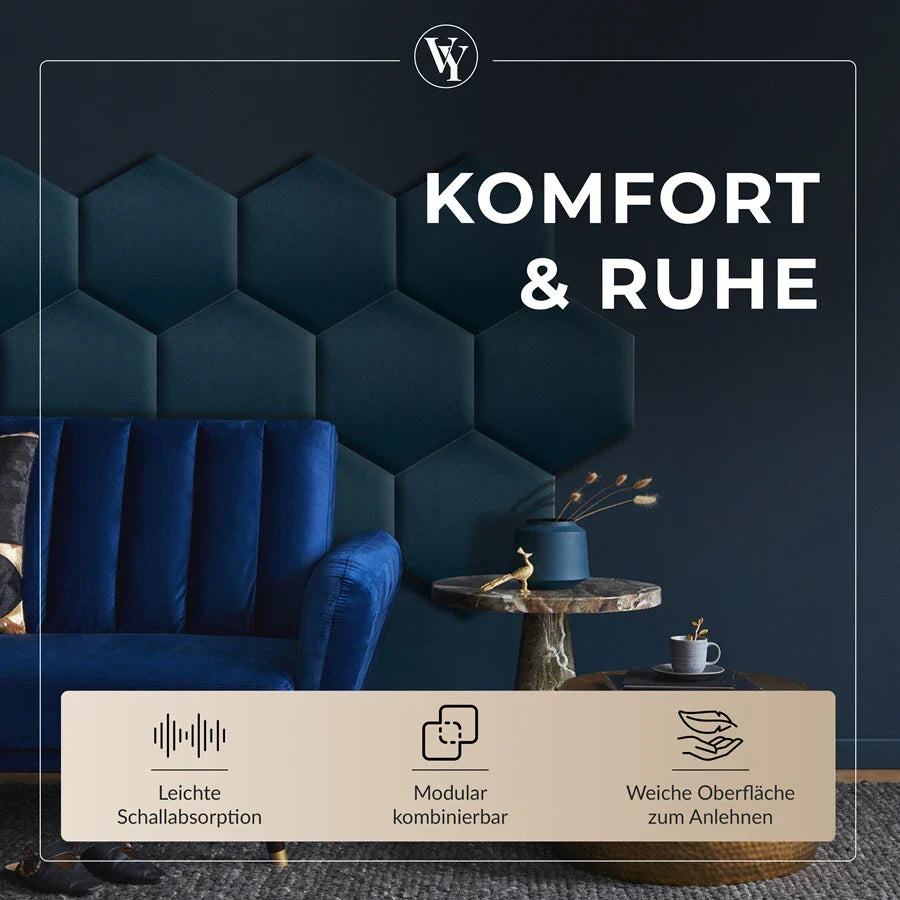 Wandkissen Hexagon | Marineblau T30 Velours