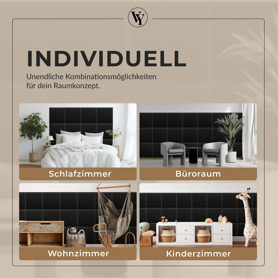 Wandkissen Quadrat | Schwarz M01 Samt