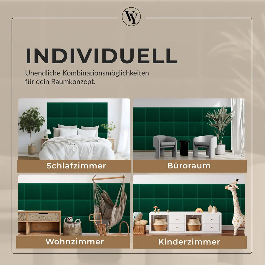 Wandkissen Quadrat | Dunkelgrün M04 Samt