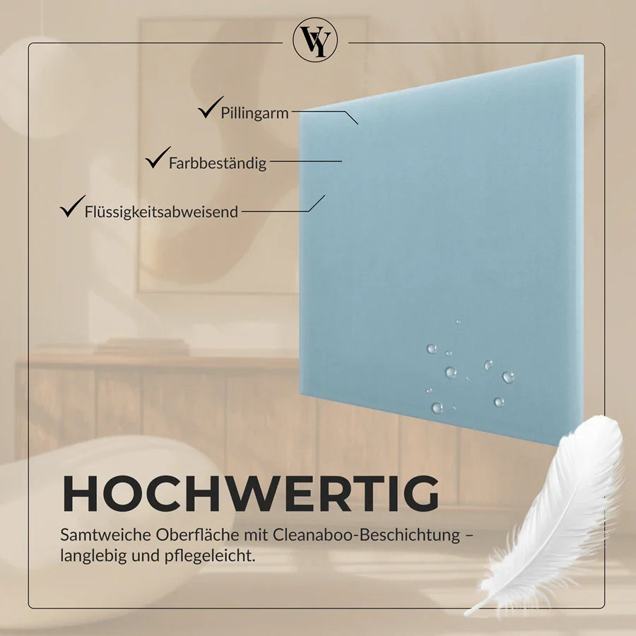 Wandkissen Quadrat | Hellblau M07 Samt