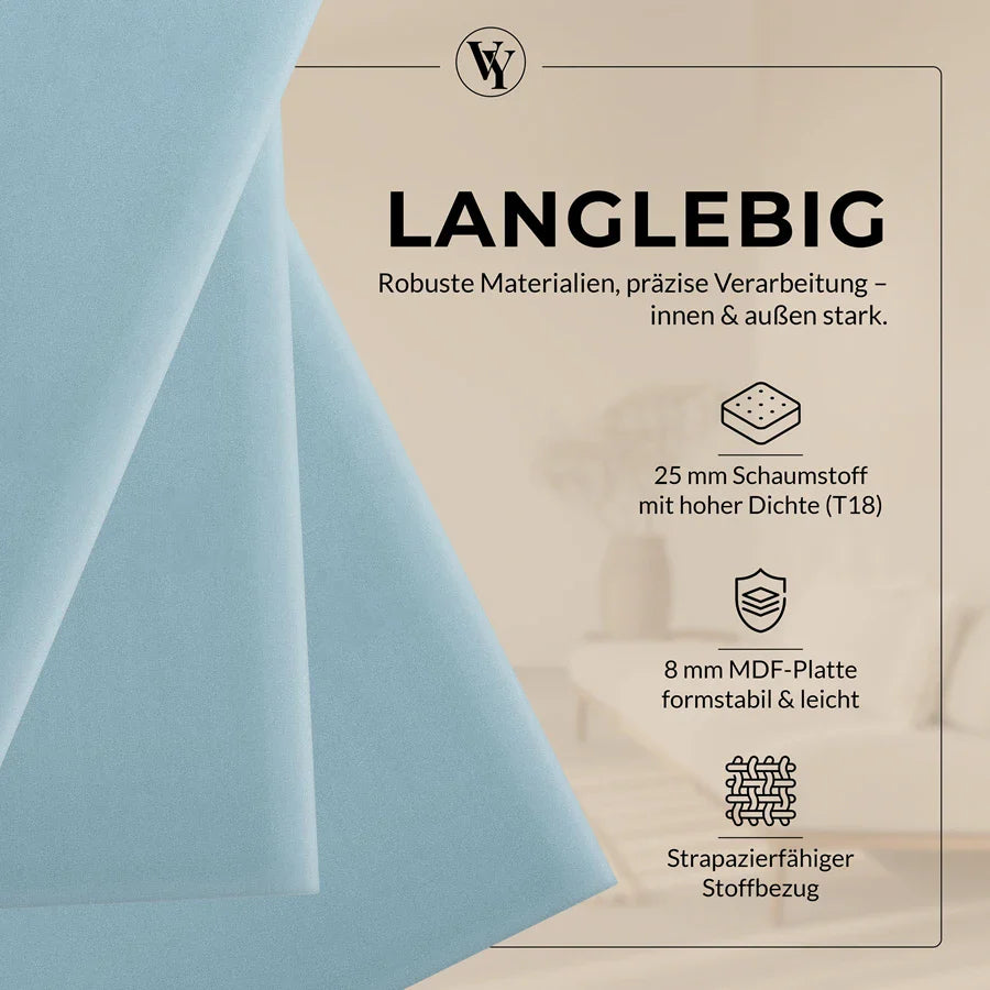 Wandkissen Quadrat | Hellblau M07 Samt