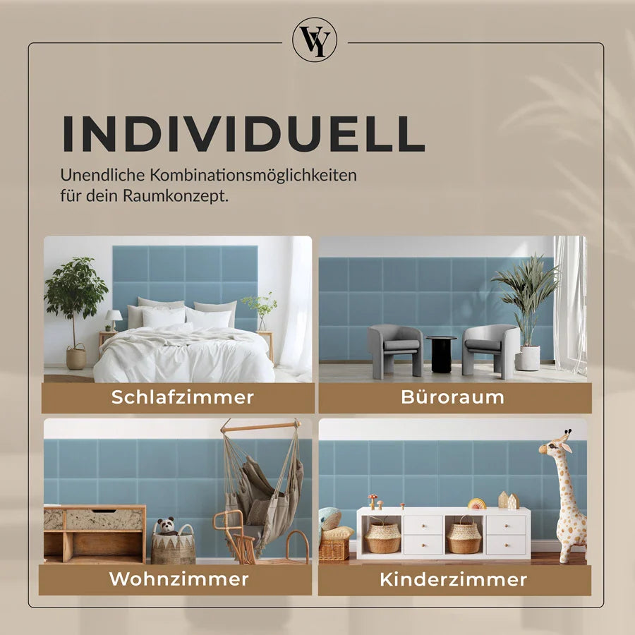 Wandkissen Quadrat | Hellblau M07 Samt