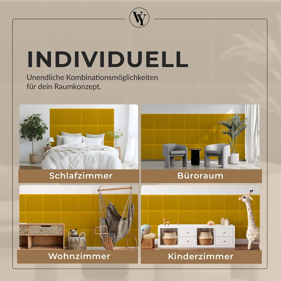 Wandkissen Quadrat | Gelb M13 Samt