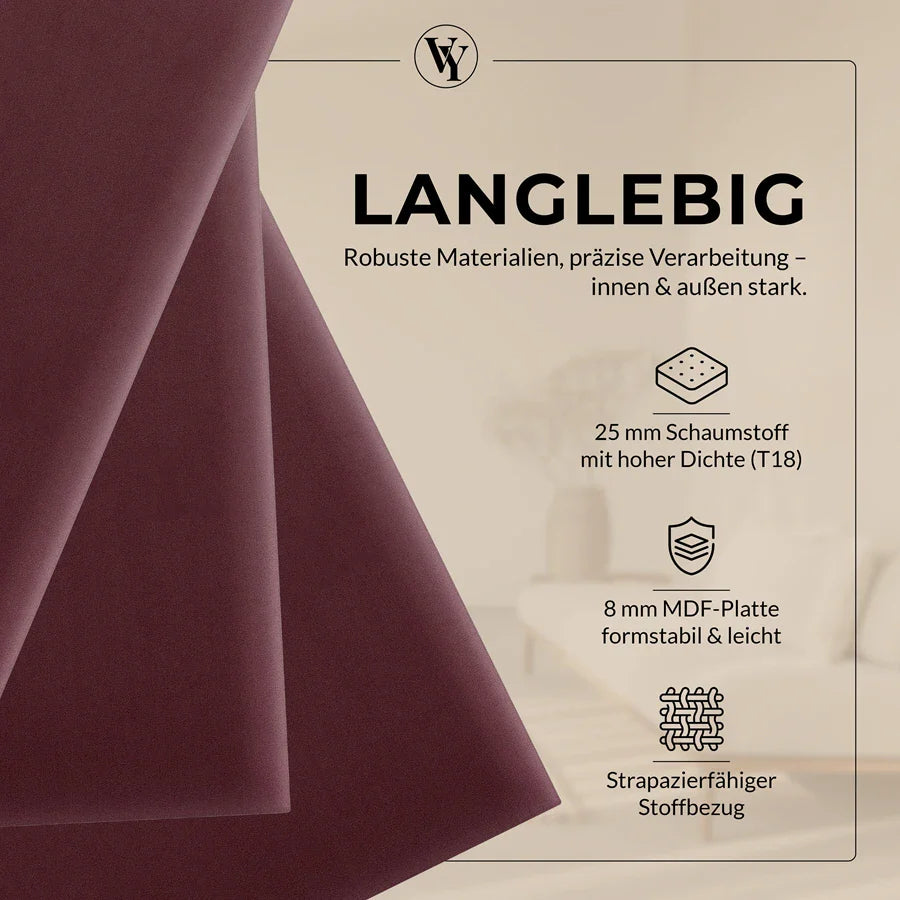 Wandkissen Quadrat | Weinrot M16 Samt