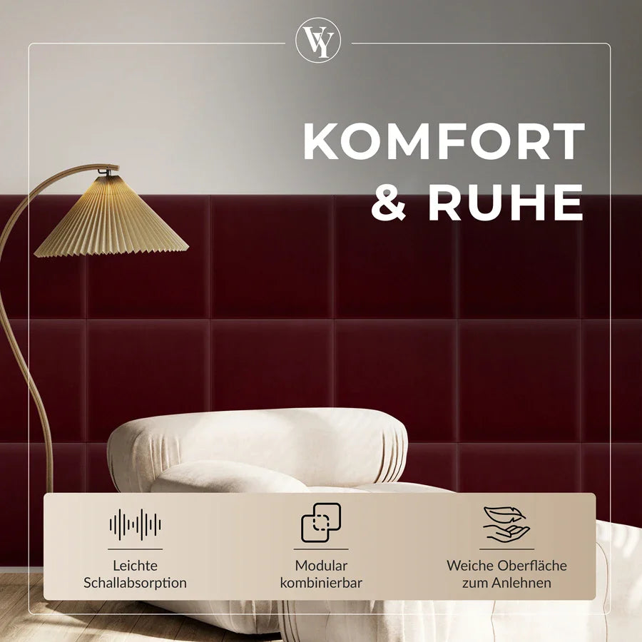 Wandkissen Quadrat | Weinrot M16 Samt