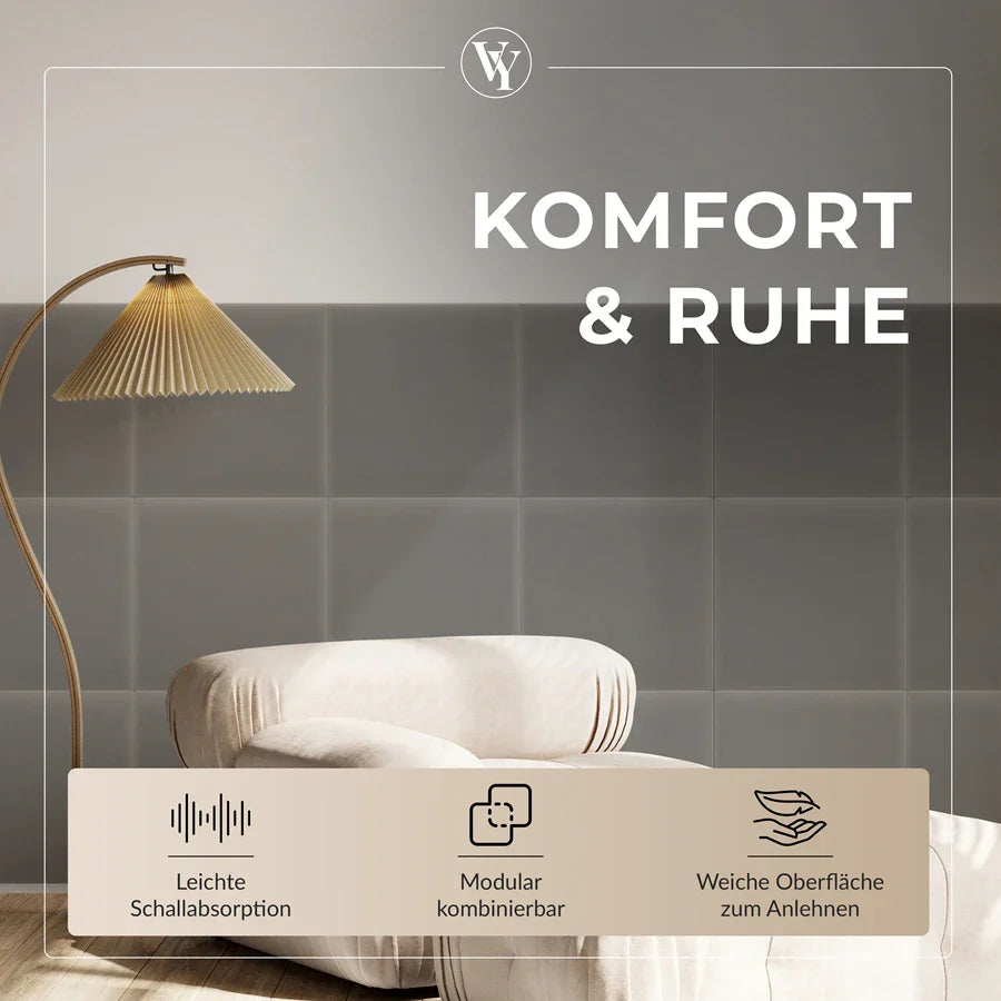 Wandkissen Quadrat | Grau M17 Samt