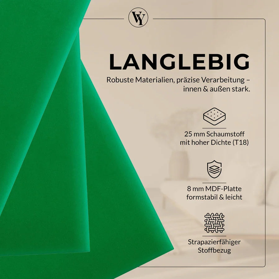 Wandkissen Quadrat | Hellgrün M21 Samt