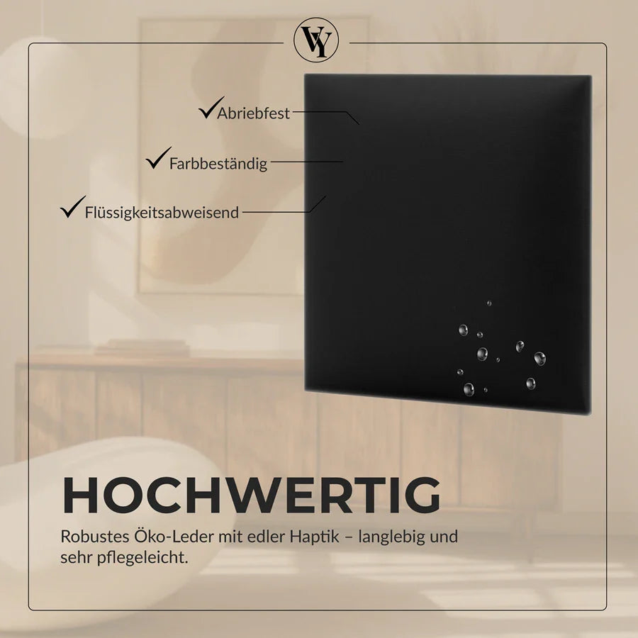 Wandkissen Quadrat | Schwarz S01 Öko-Leder