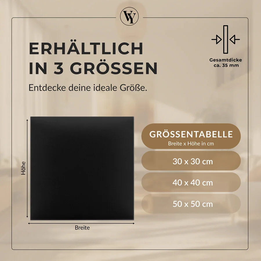 Wandkissen Quadrat | Schwarz S01 Öko-Leder