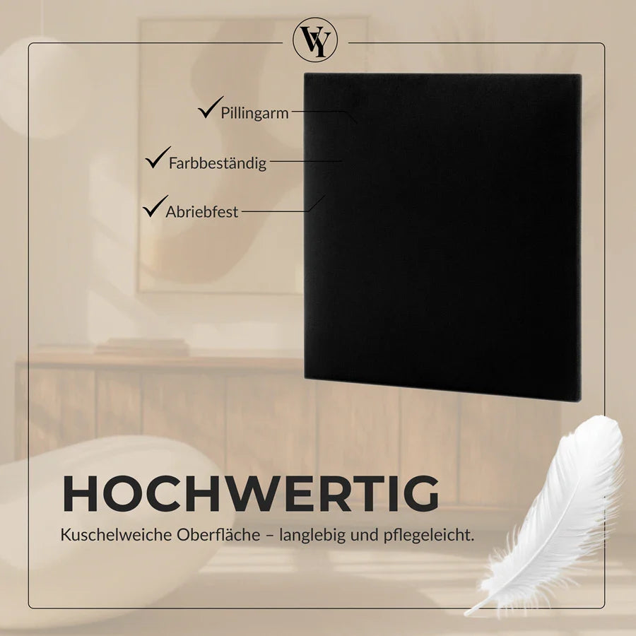 Wandkissen Quadrat | Schwarz T01 Velours