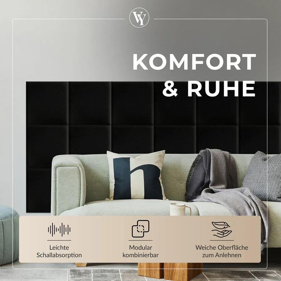 Wandkissen Quadrat | Schwarz T01 Velours