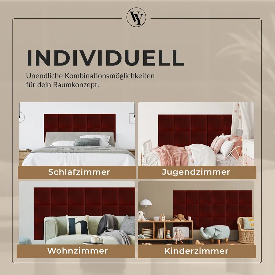 Wandkissen Quadrat | Bordeaux T03 Velours