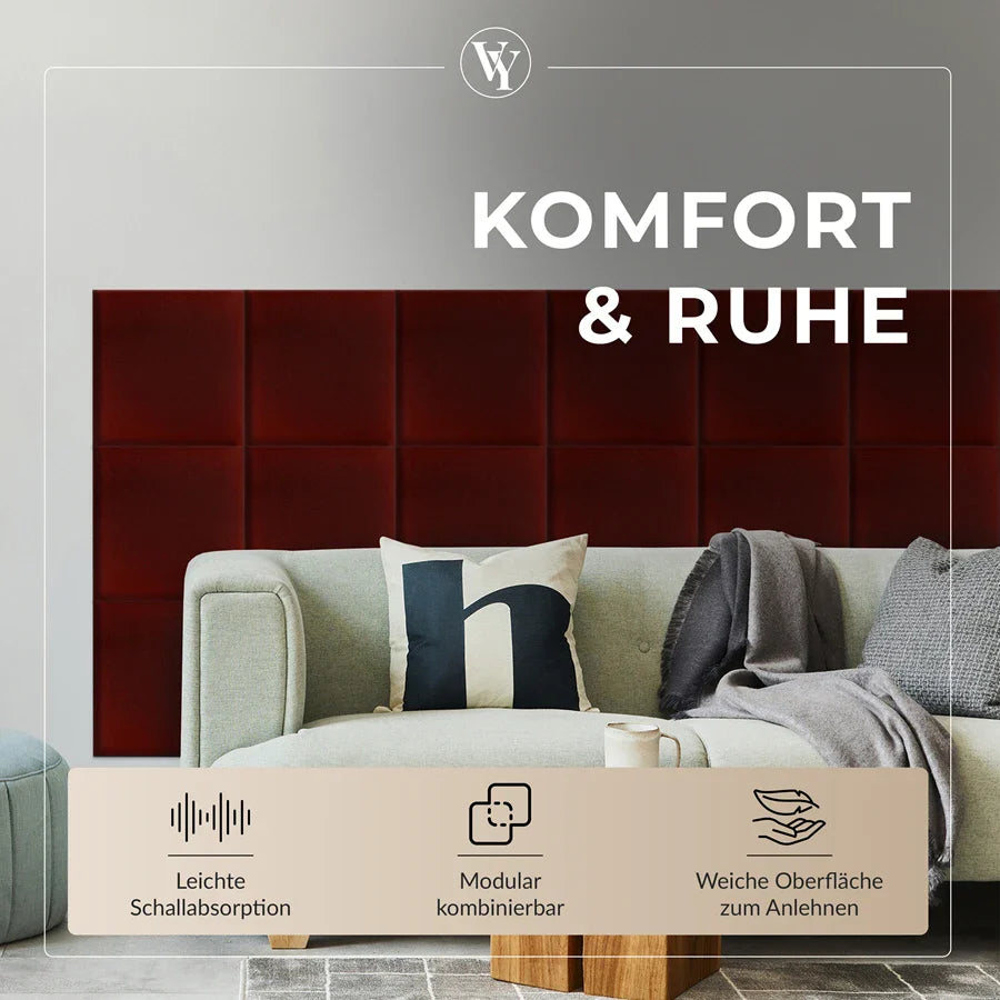 Wandkissen Quadrat | Bordeaux T03 Velours