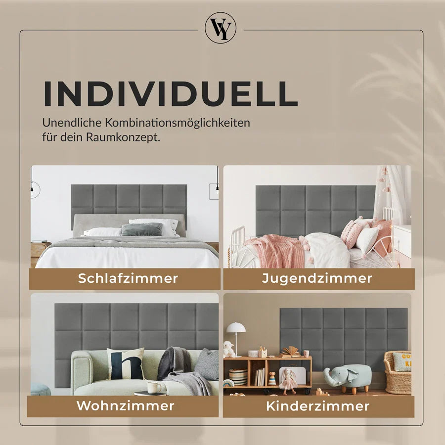 Wandkissen Quadrat | Hellgrau T06 Velours