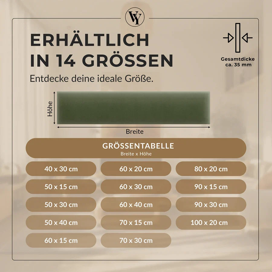 Wandkissen Rechteck | Khaki M09 Samt