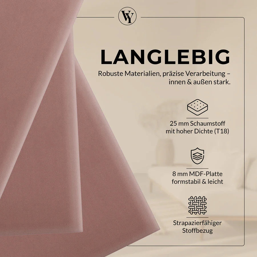 Wandkissen Rechteck | Altrosa M12 Samt