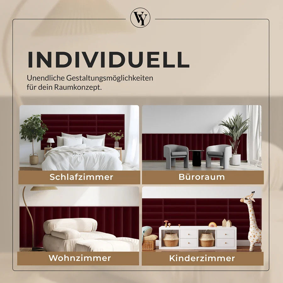 Wandkissen Rechteck | Weinrot M16 Samt