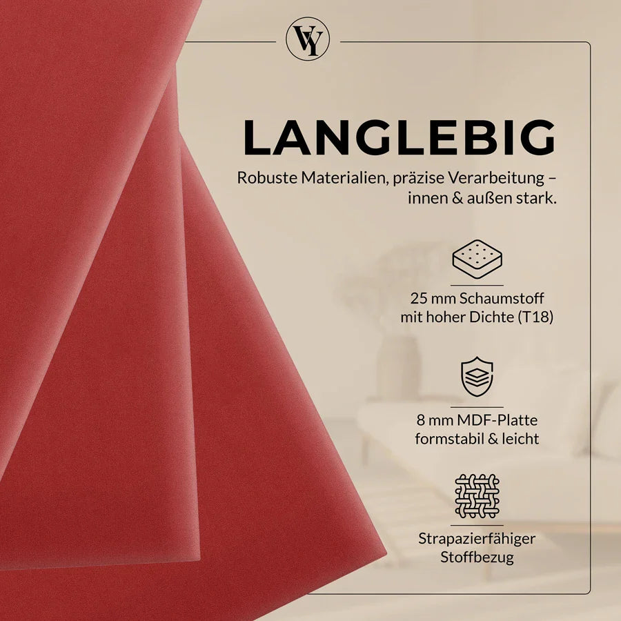 Wandkissen Rechteck | Orientrot M23 Samt