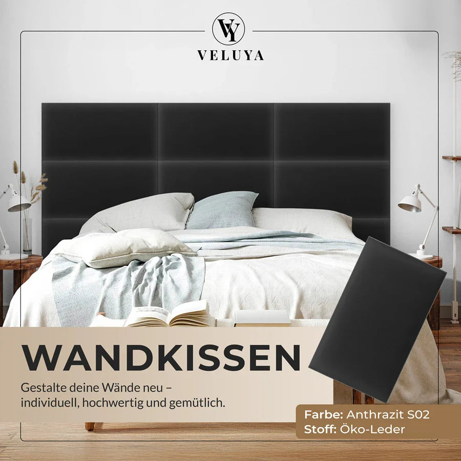 Wandkissen Rechteck | Anthrazit S02 Öko-Leder
