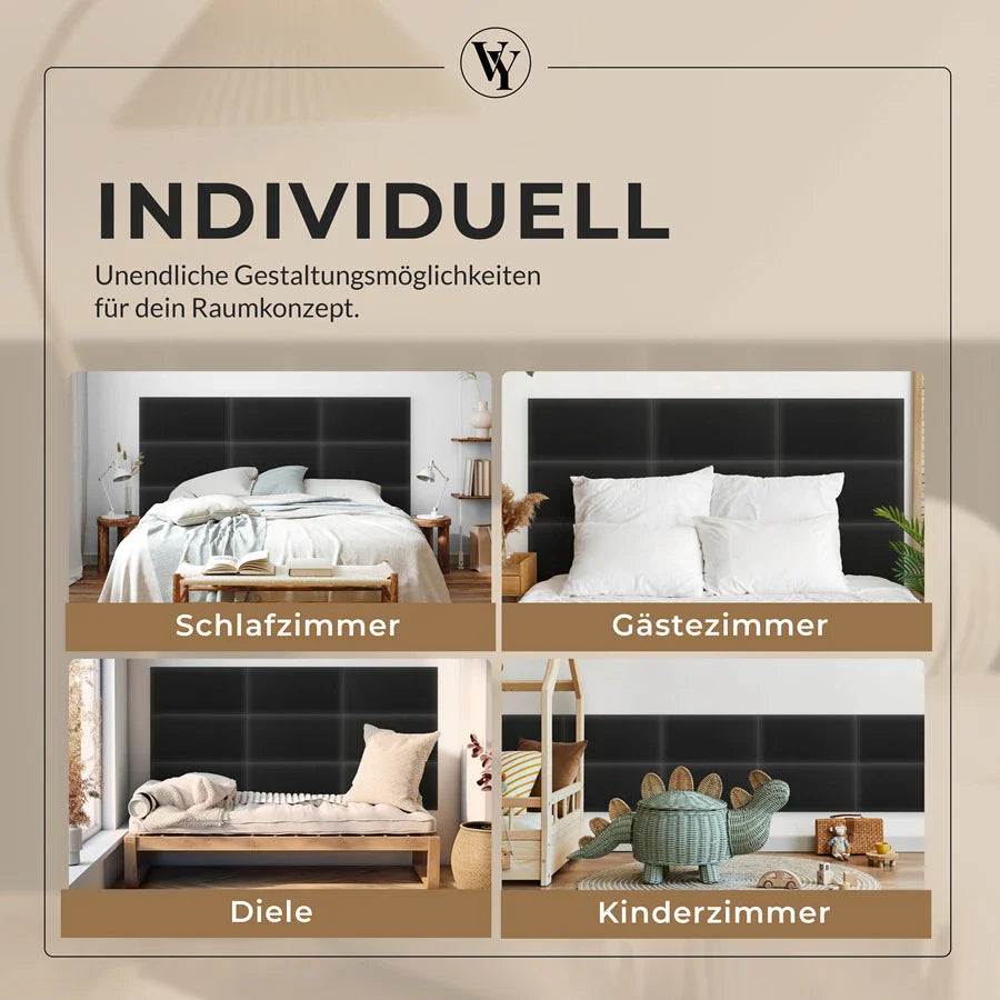 Wandkissen Rechteck | Anthrazit S02 Öko-Leder