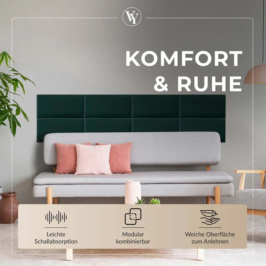 Wandkissen Rechteck | Türkis T09 Velours