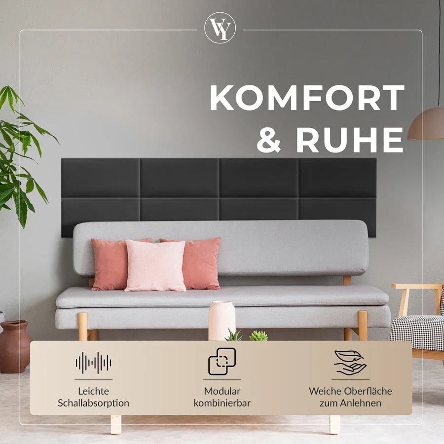 Wandkissen Rechteck | Anthrazit T15 Velours