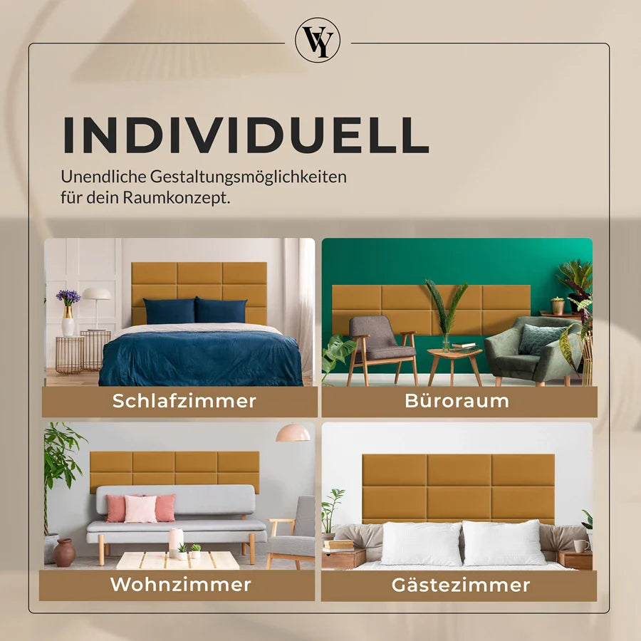 Wandkissen Rechteck | Ockergelb T18 Velours