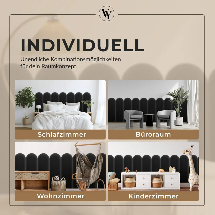 Wandkissen Rundbogen | Schwarz M01 Samt