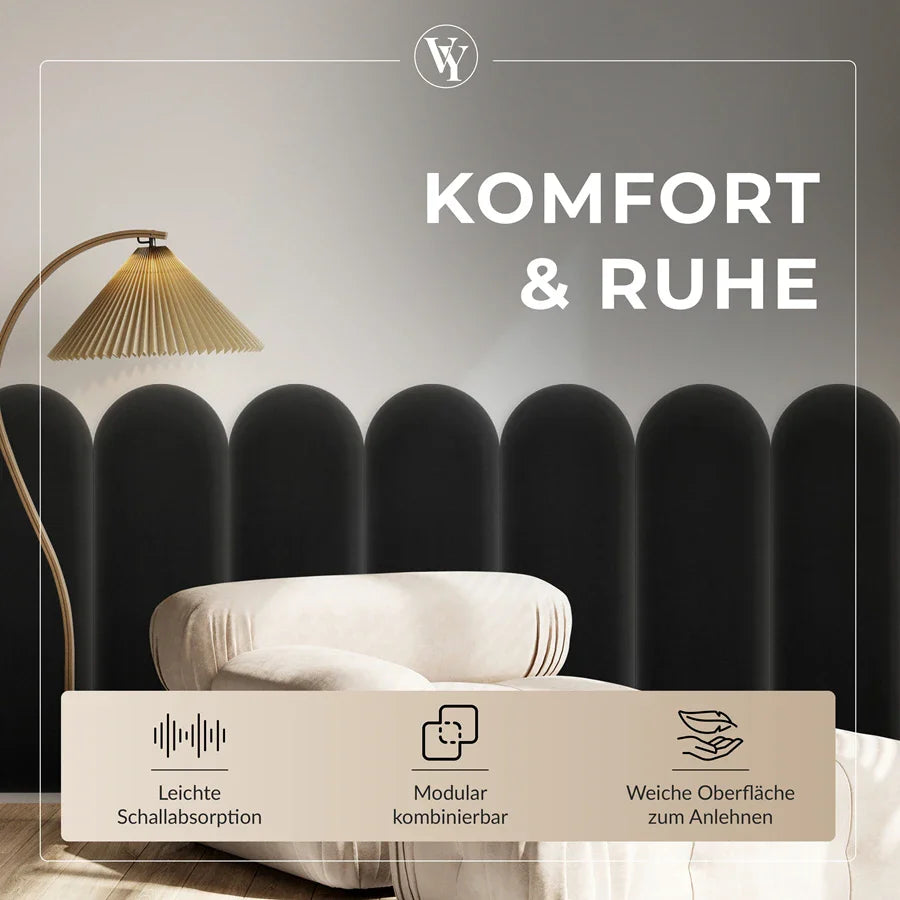 Wandkissen Rundbogen | Schwarz M01 Samt