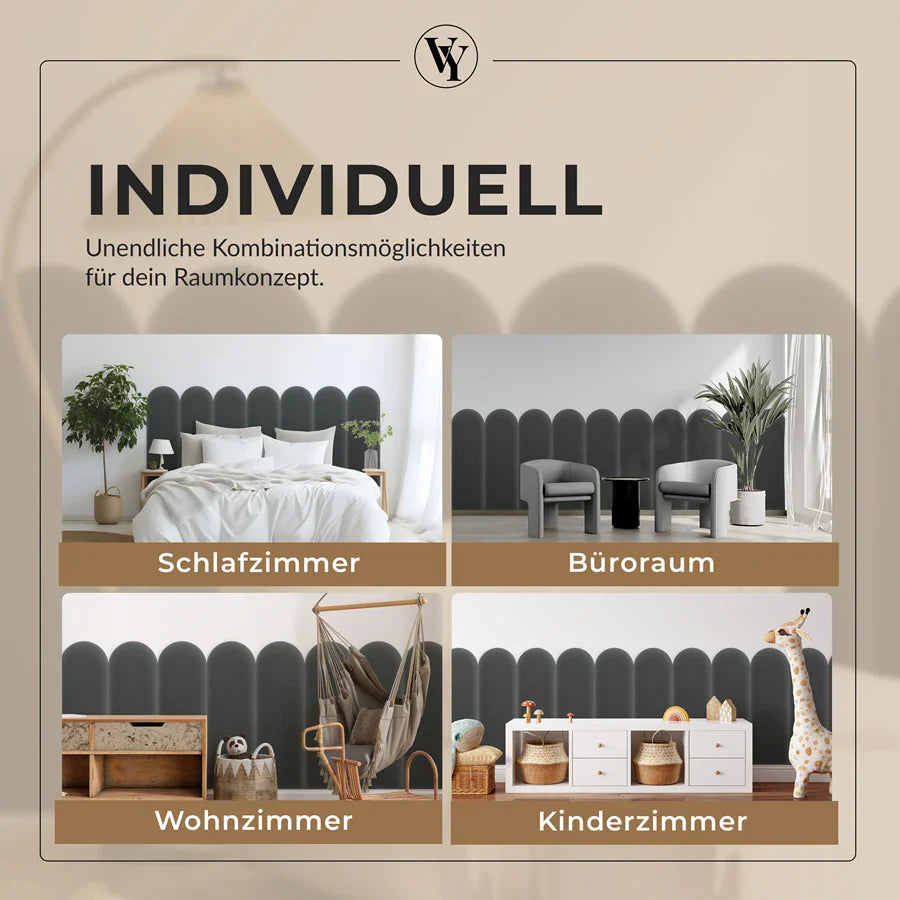 Wandkissen Rundbogen | Anthrazit M02 Samt