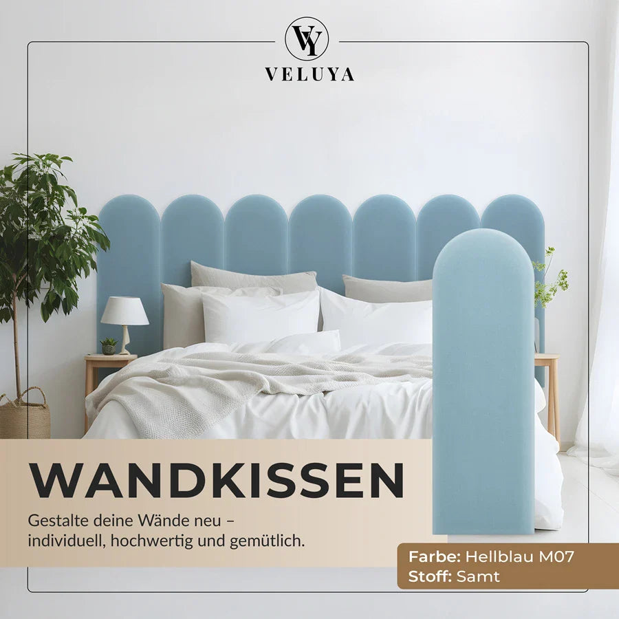 Wandkissen Rundbogen | Hellblau M07 Samt