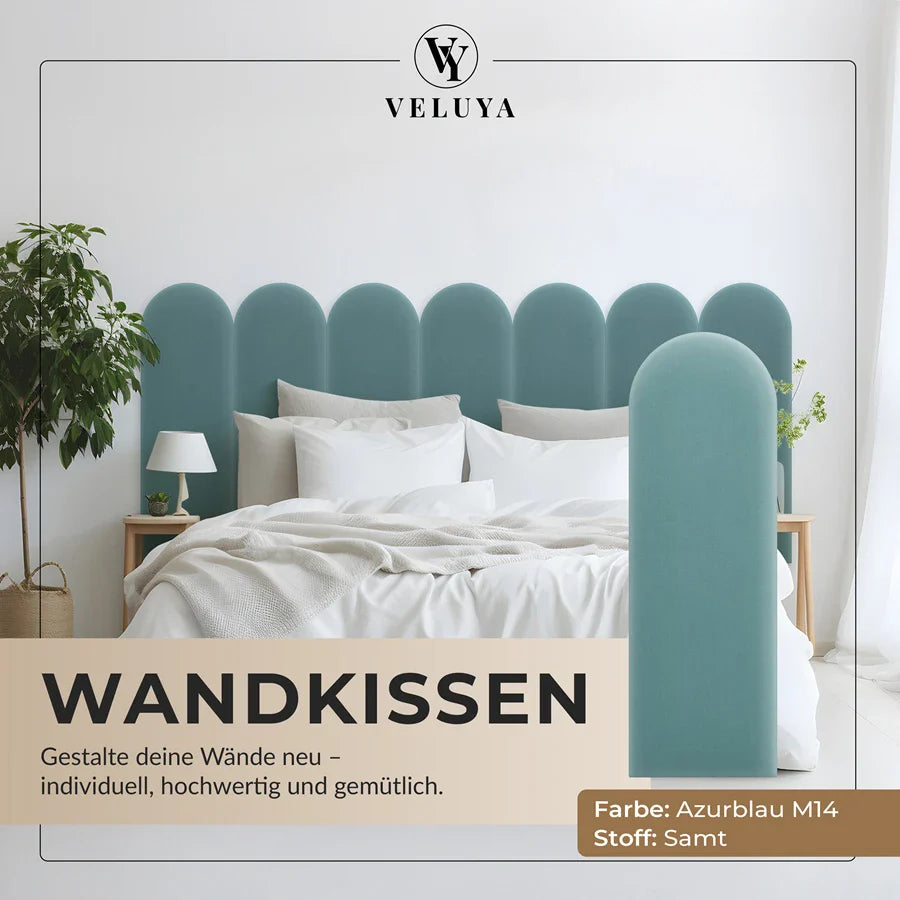 Wandkissen Rundbogen | Azurblau M14 Samt