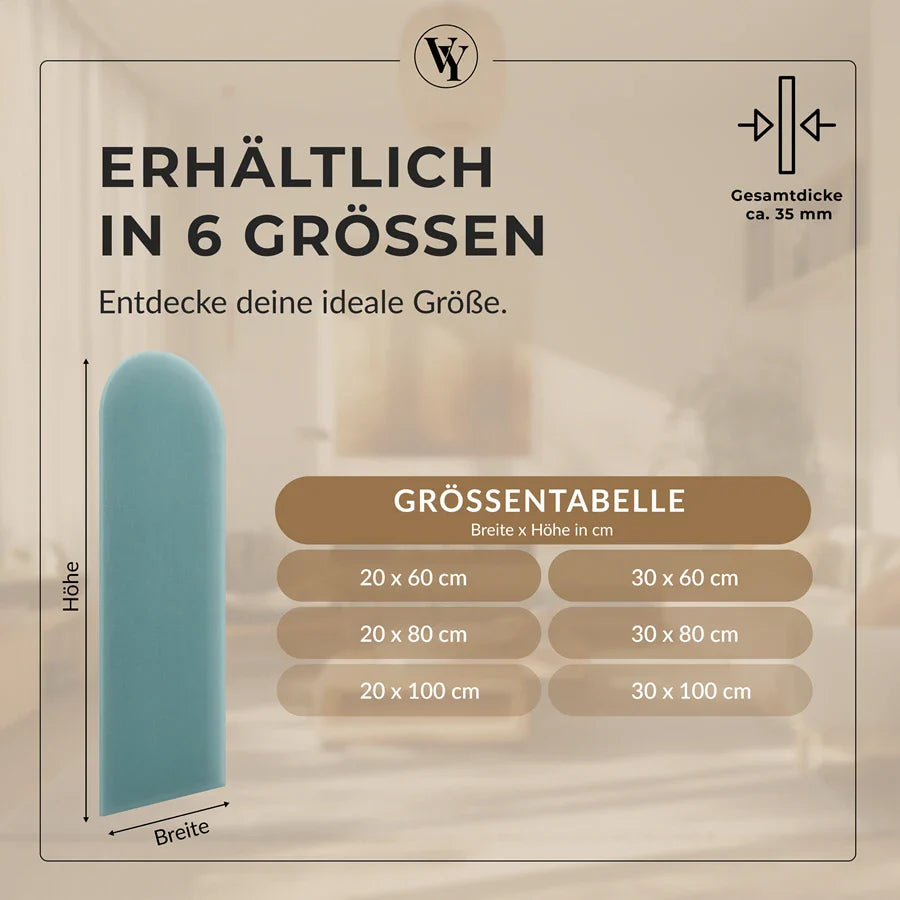 Wandkissen Rundbogen | Azurblau M14 Samt