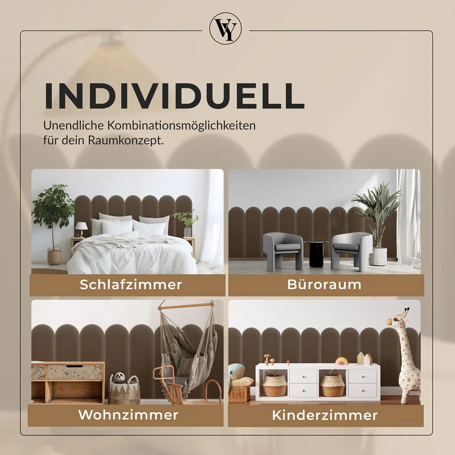 Wandkissen Rundbogen | Blassbraun M15 Samt