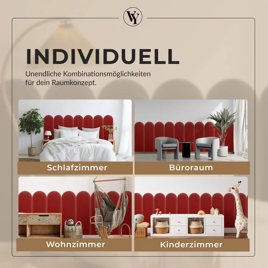 Wandkissen Rundbogen | Orientrot M23 Samt