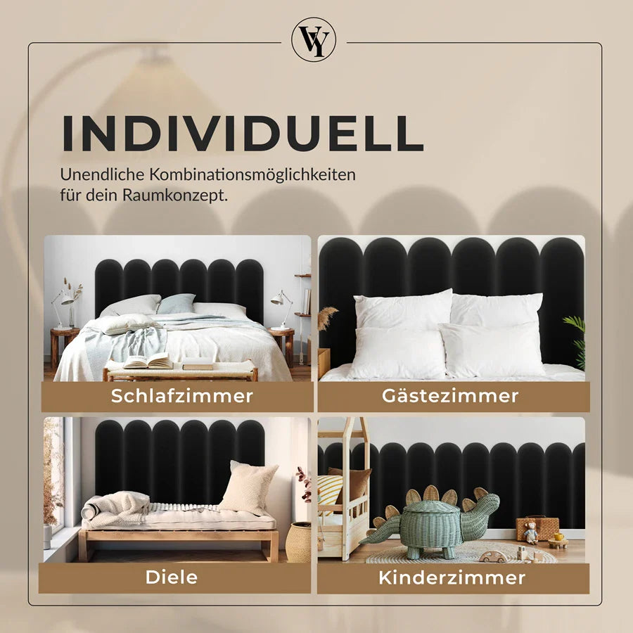 Wandkissen Rundbogen | Schwarz S01 Öko-Leder