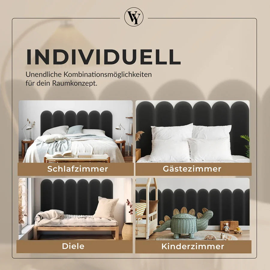 Wandkissen Rundbogen | Anthrazit S02 Öko-Leder