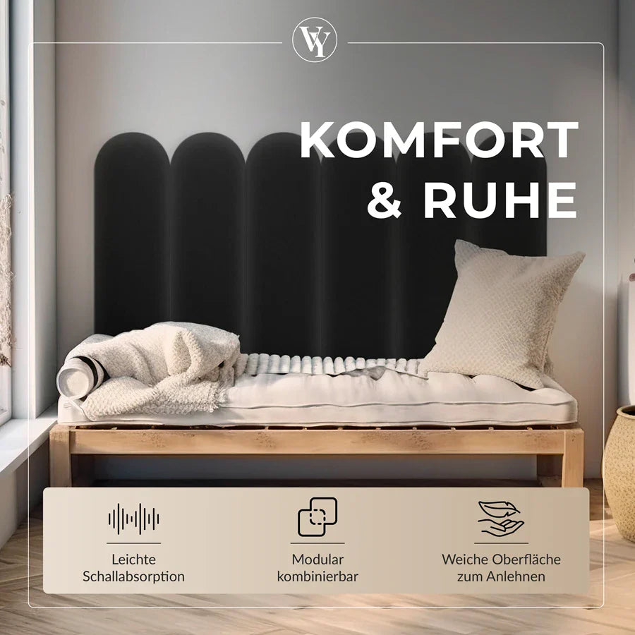 Wandkissen Rundbogen | Anthrazit S02 Öko-Leder