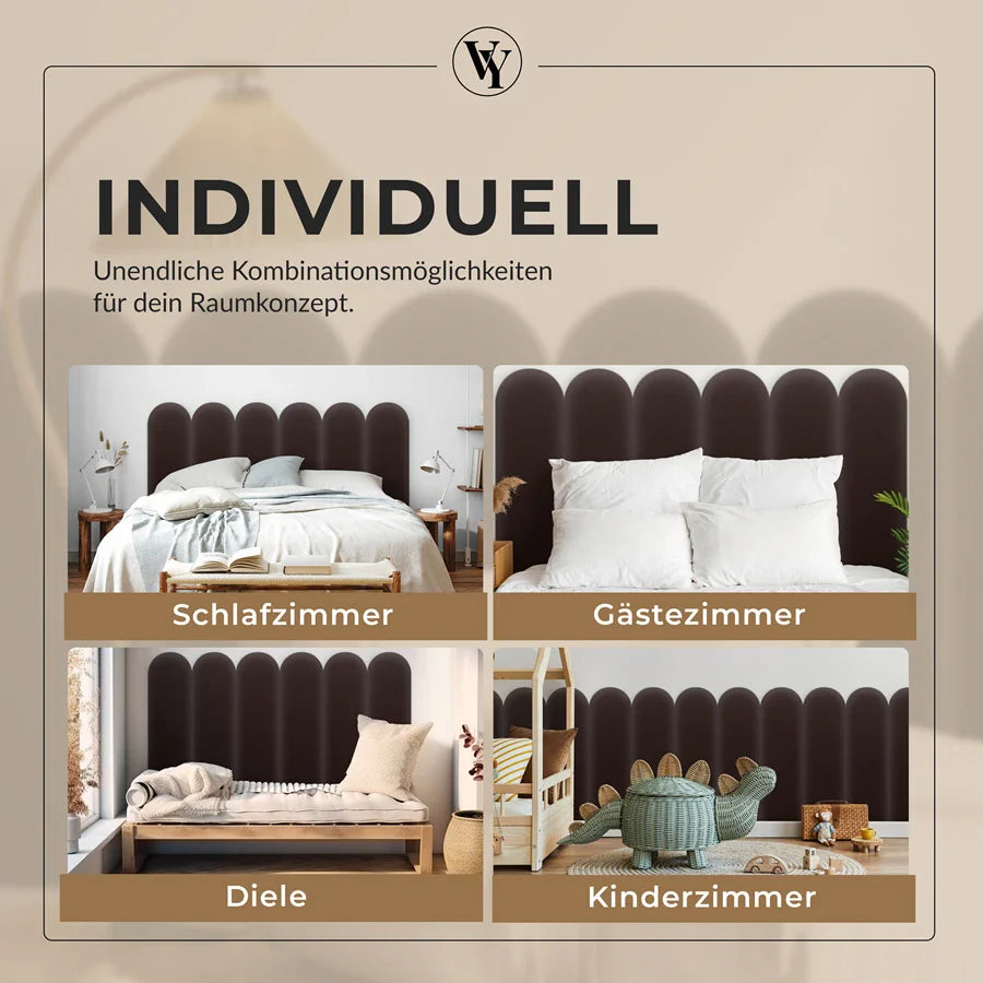 Wandkissen Rundbogen | Dunkelbraun S03 Öko-Leder