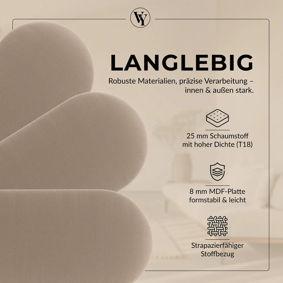 Wandkissen Rundbogen | Beige T04 Velours