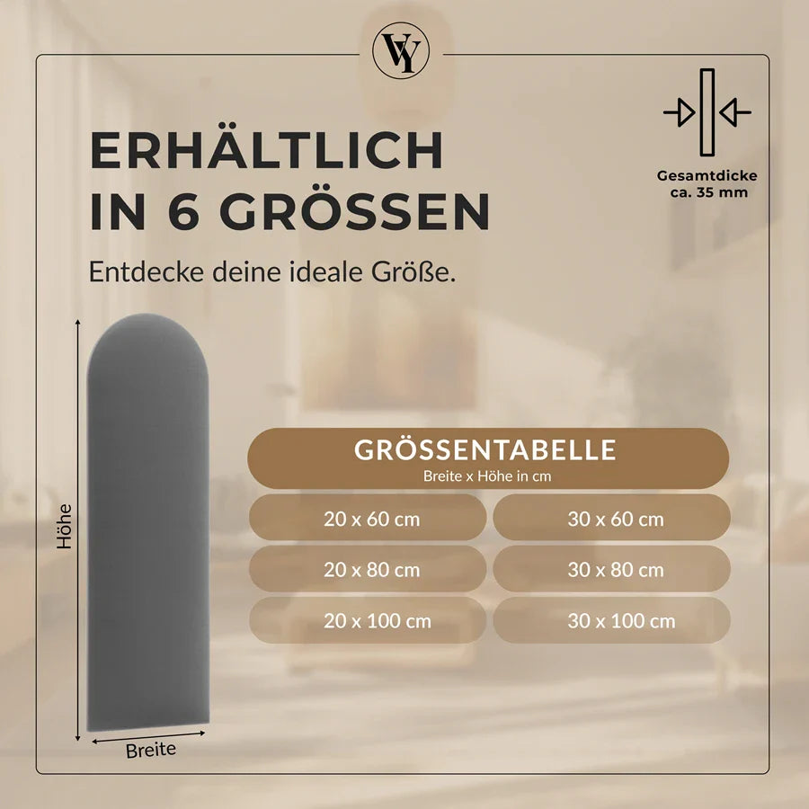 Wandkissen Rundbogen | Hellgrau T06 Velours