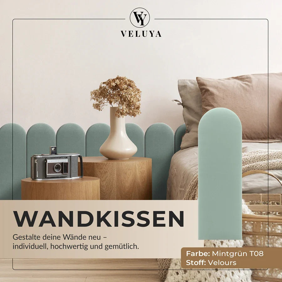 Wandkissen Rundbogen | Mintgrün T08 Velours
