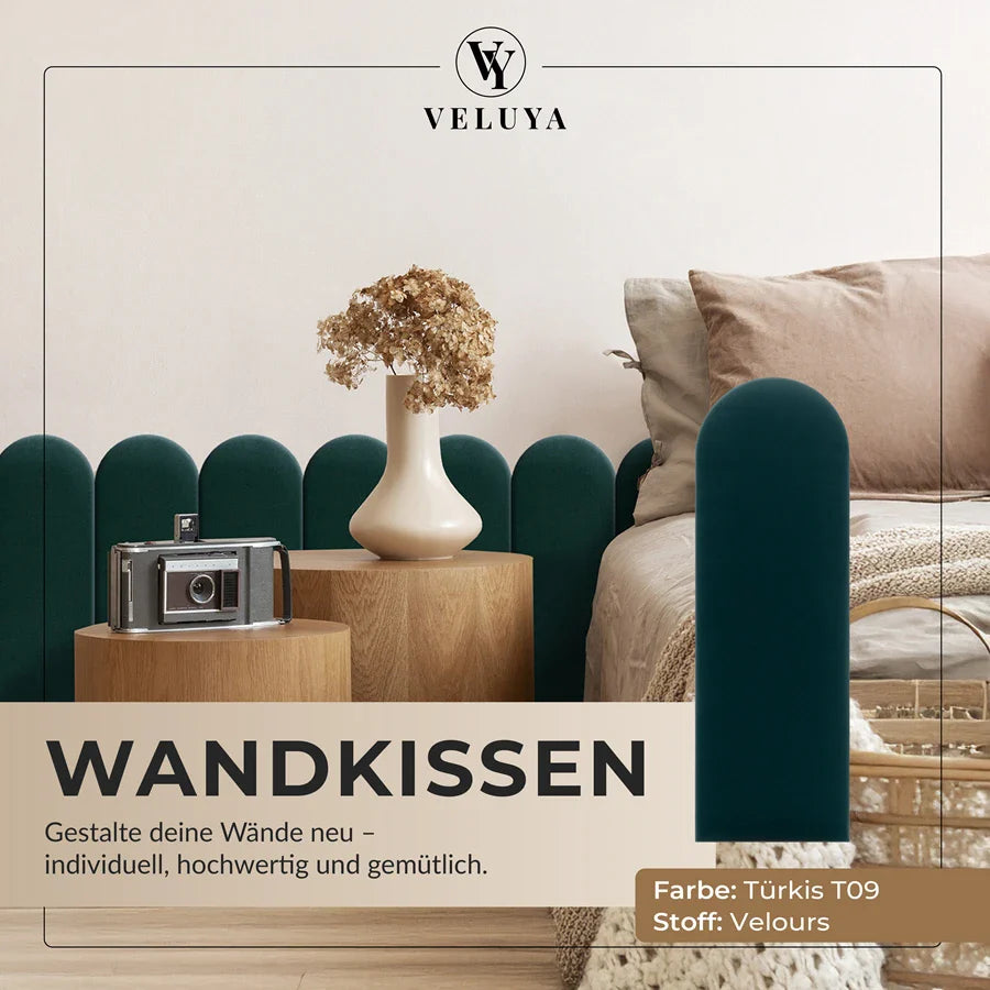 Wandkissen Rundbogen | Türkis T09 Velours