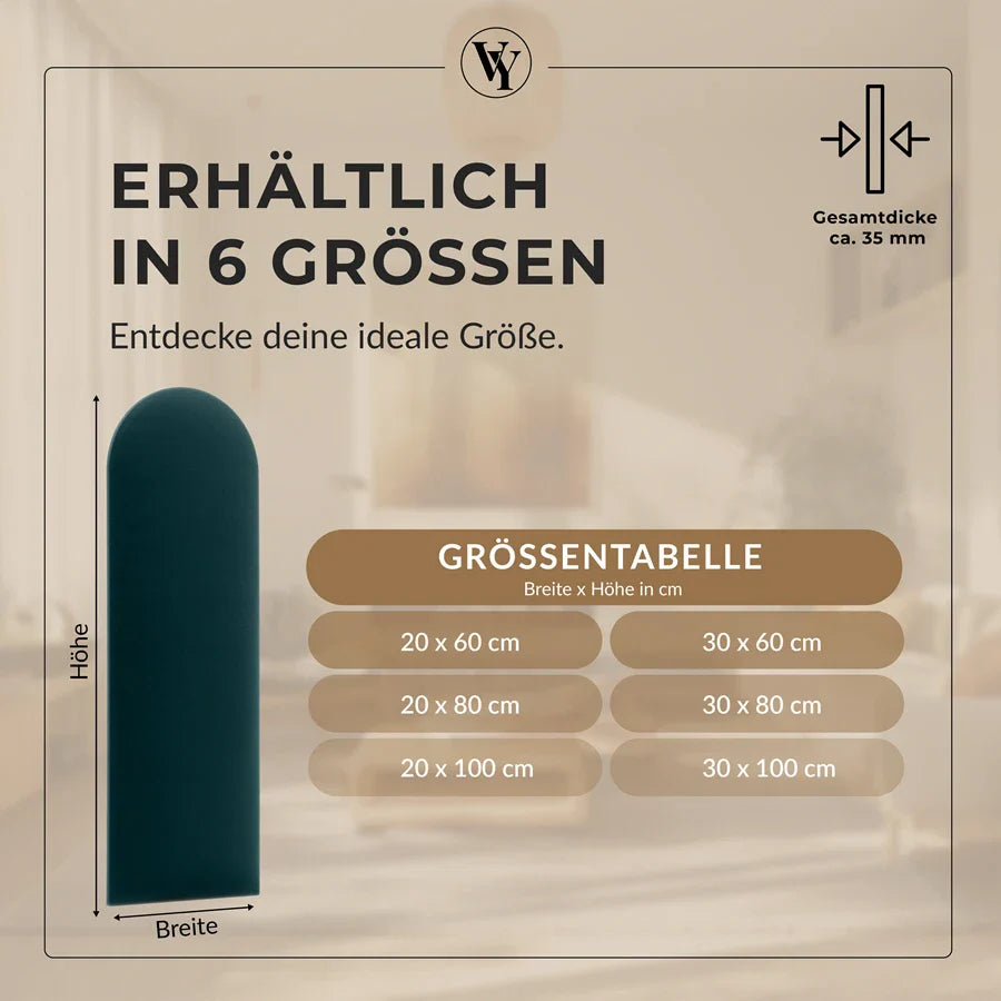 Wandkissen Rundbogen | Türkis T09 Velours