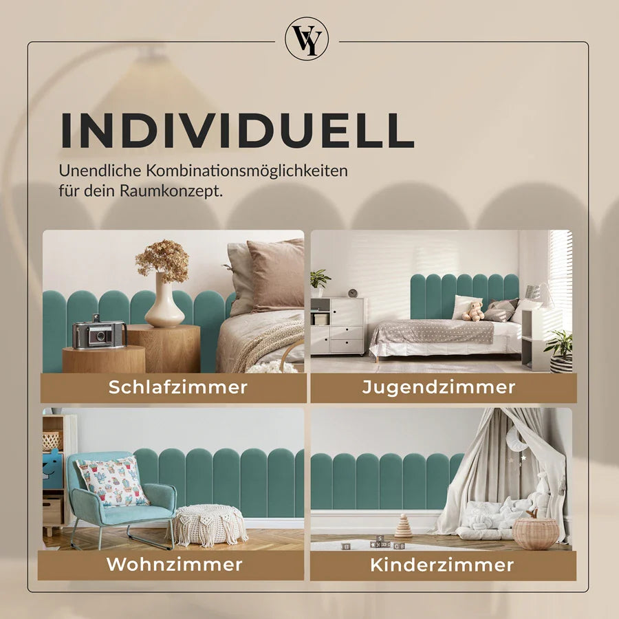 Wandkissen Rundbogen | Petrolblau T13 Velours