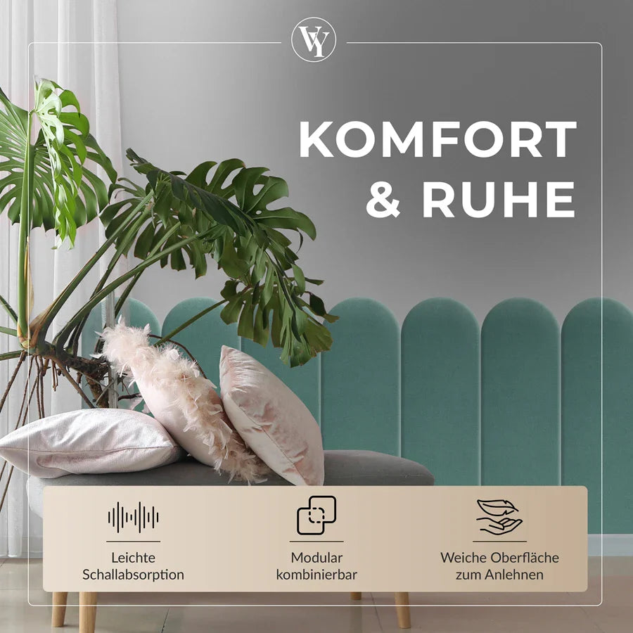 Wandkissen Rundbogen | Petrolblau T13 Velours