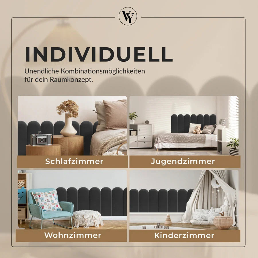 Wandkissen Rundbogen | Anthrazit T15 Velours