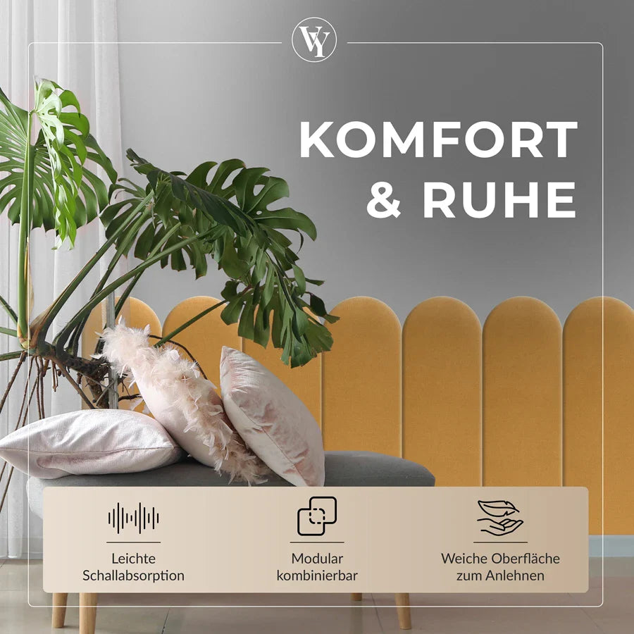 Wandkissen Rundbogen | Ockergelb T18 Velours