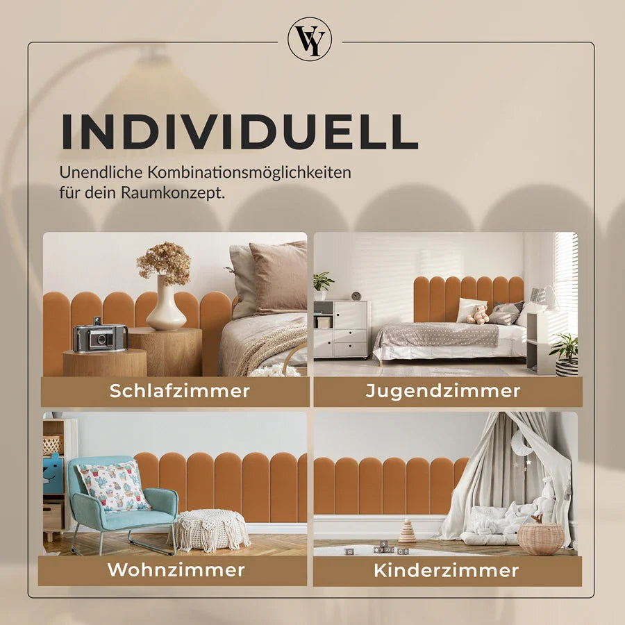 Wandkissen Rundbogen | Ockerbraun T26 Velours